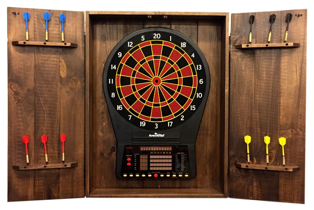Rustic Dartboard Cabinet : game-room