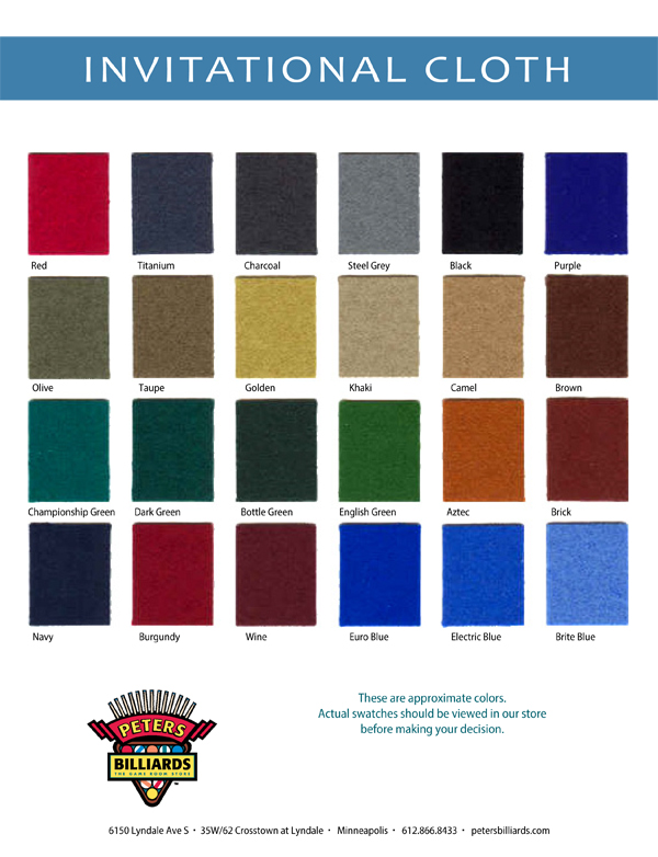 Championship Cloth Color Chart