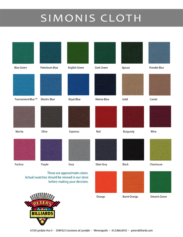 Championship Cloth Color Chart