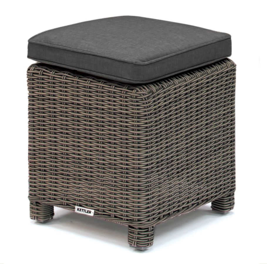 Palma Footstool w/ Cushions Canvas Coal : outdoor-patio