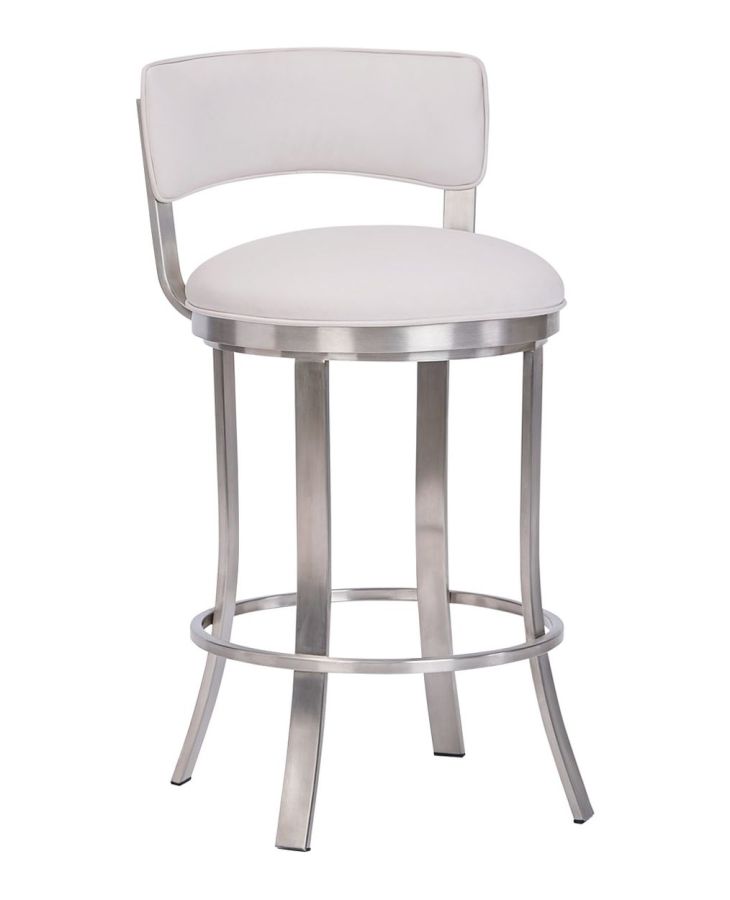 As Shown: Brush Stainless Steel BSS Finish, Aspen Pure White Seat Fabric 