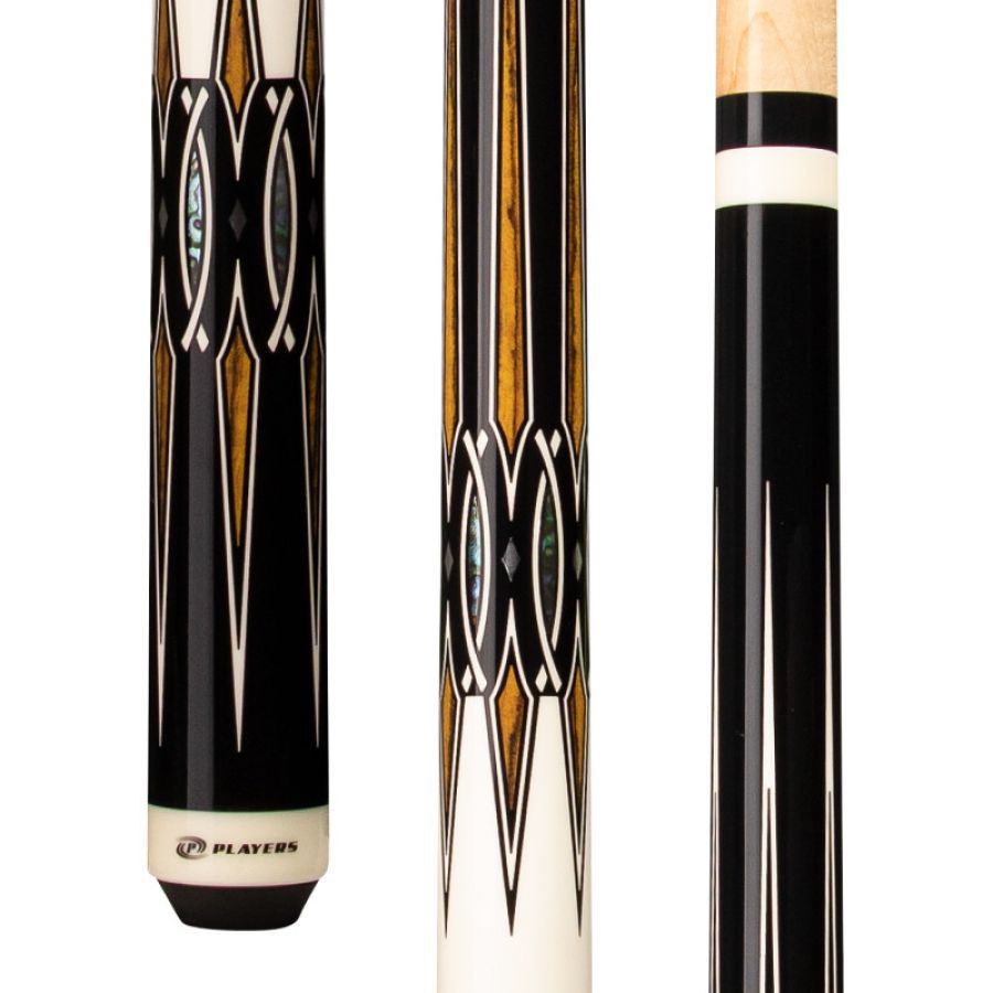 Players E2332 Exotic Black White Wrapless 2pc Pool Cue : pool-tables