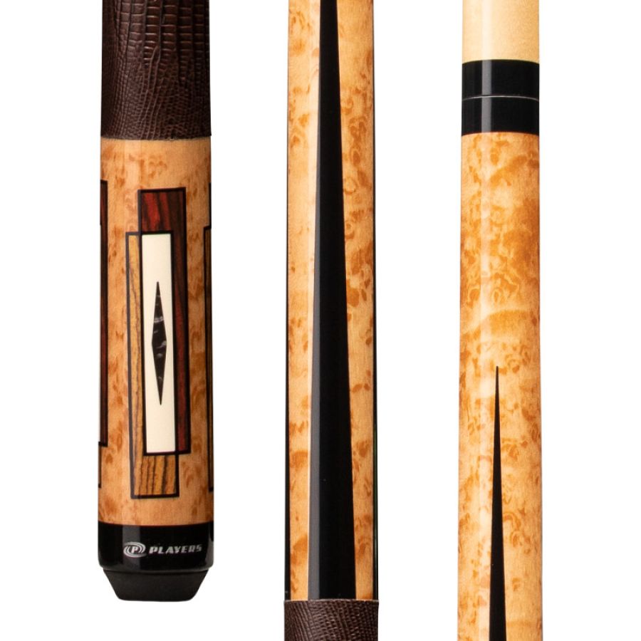 Players E2340 Cocobolo Bacote CRM Graphic Brown Leatherette 2pc Pool Cue : pool-tables