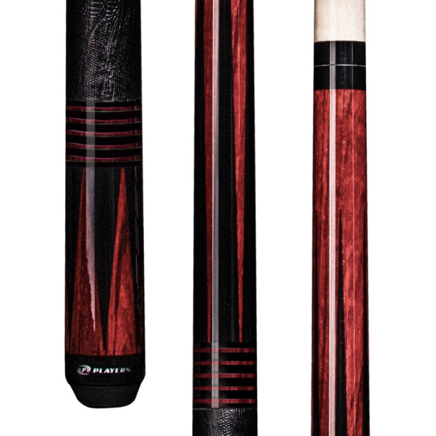 Players E2345 Cocobola Stained Zebra Black 4PT GD-Black Leatherette 2pc Pool Cue : pool-tables