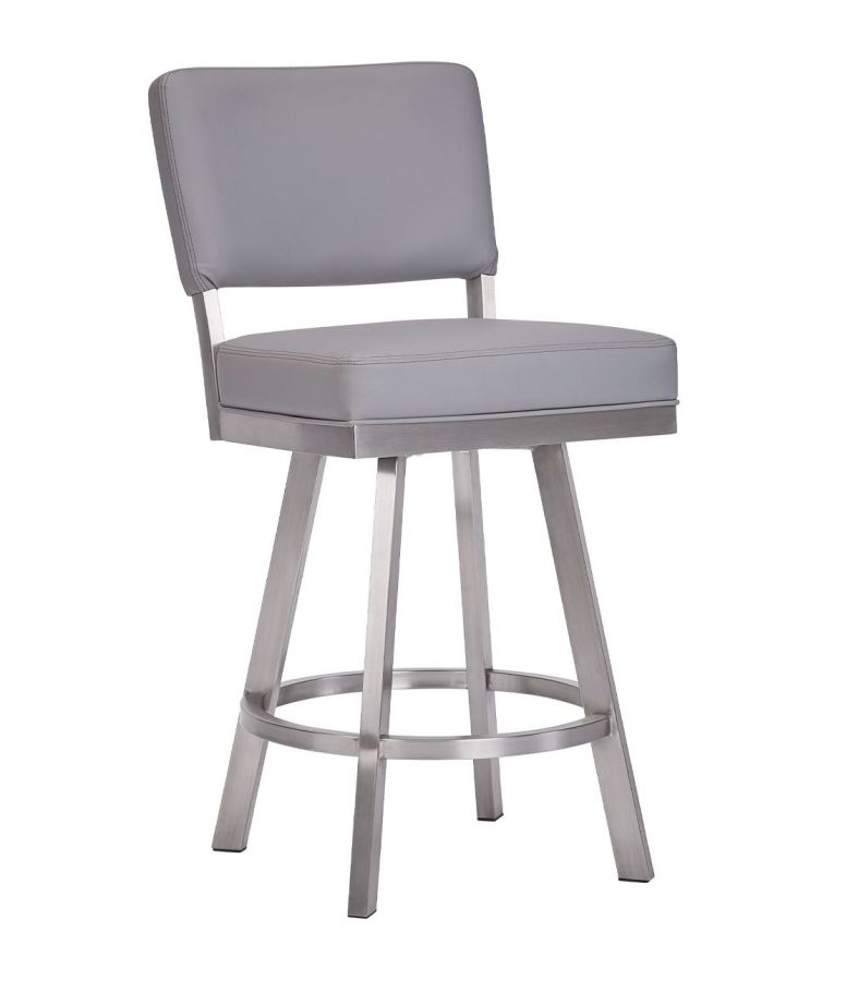 As Shown: Brush Stainless Steel Finish w/ Dillon Steel Seat Fabric