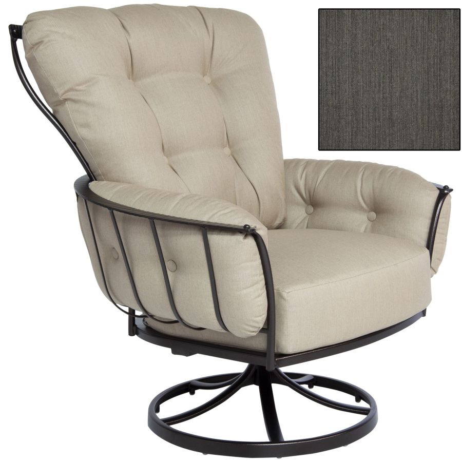 Monterra Swivel Rocker Lounge Chair in Graphite Finish & Sahara Carbon Fabric : outdoor-patio