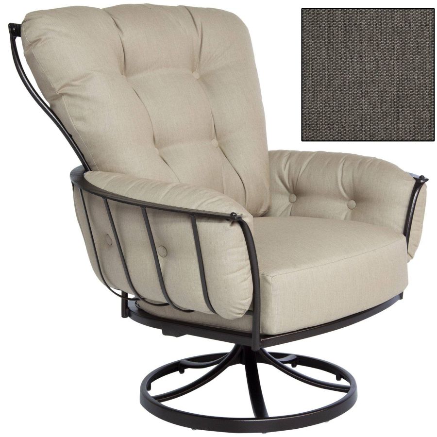 Monterra Swivel Rocker Lounge Chair in Graphite Finish & Tailor Smoke Fabric : outdoor-patio