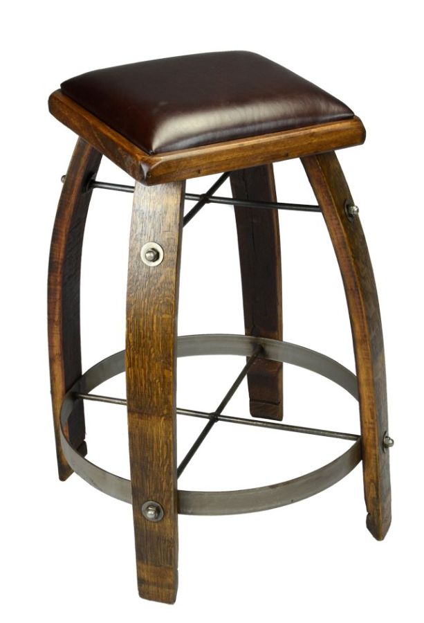 Stave Counter Height Chocolate leather & Caramel Finish : barstool