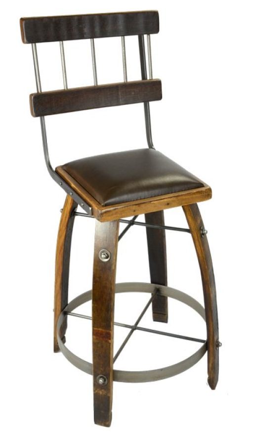 Stave Counter Height w/back Chocolate leather & Caramel Finish : barstool