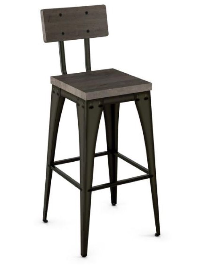Upright - Wood Seat and Back : barstool