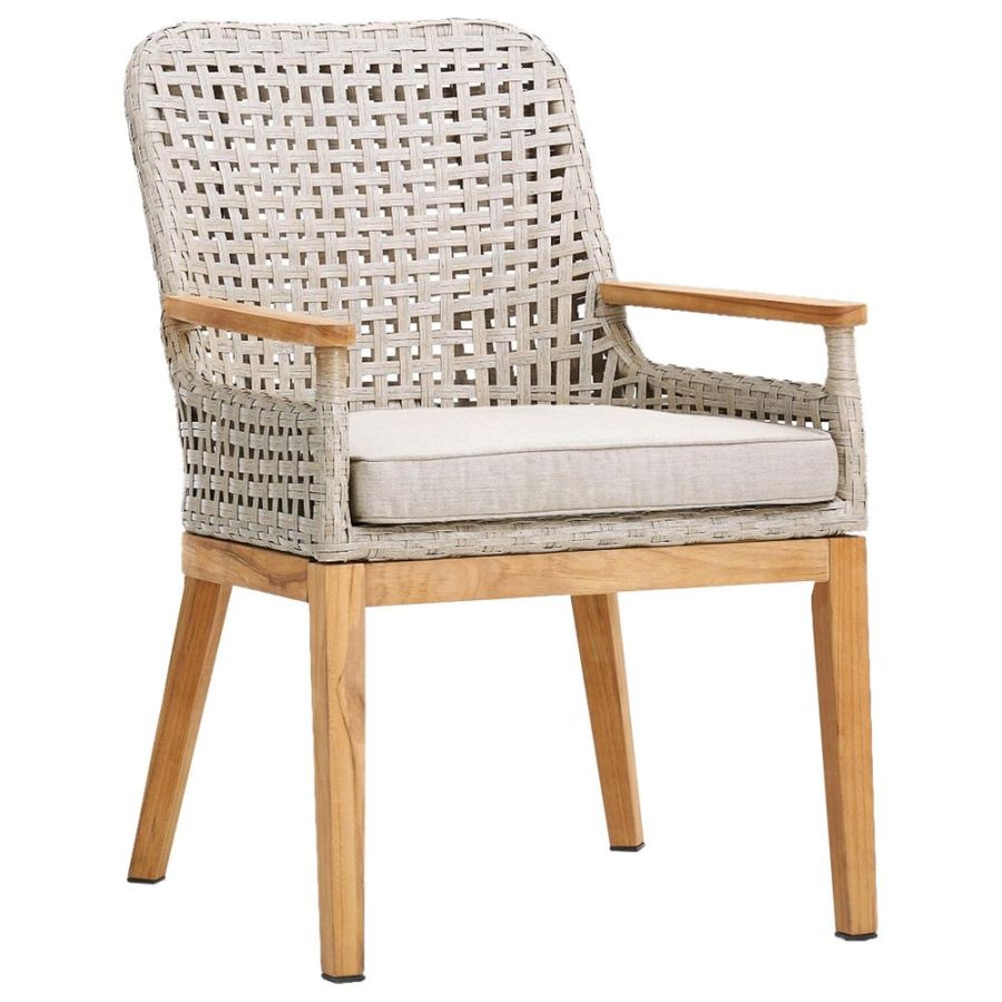 August Dining Arm Chair Natural Teak : outdoor-patio