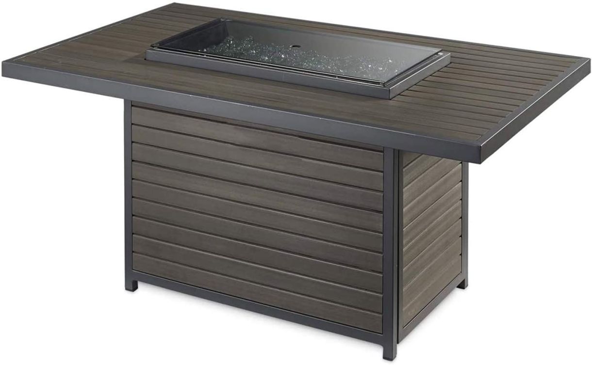 Brooks Rectangular Gas Fire Pit Table Taupe-Taupe : outdoor-patio