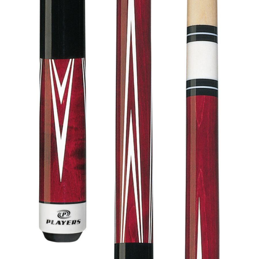 Players C-801 Crimson With 4PT White Design 2pc Pool Cue : pool-tables
