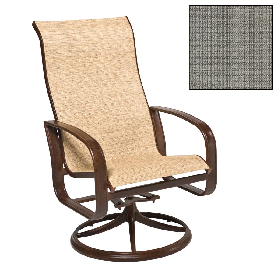 Cayman Isle Sling HB Swivel Rocker Dining Chair Aztec Bronze Elevation : outdoor-patio