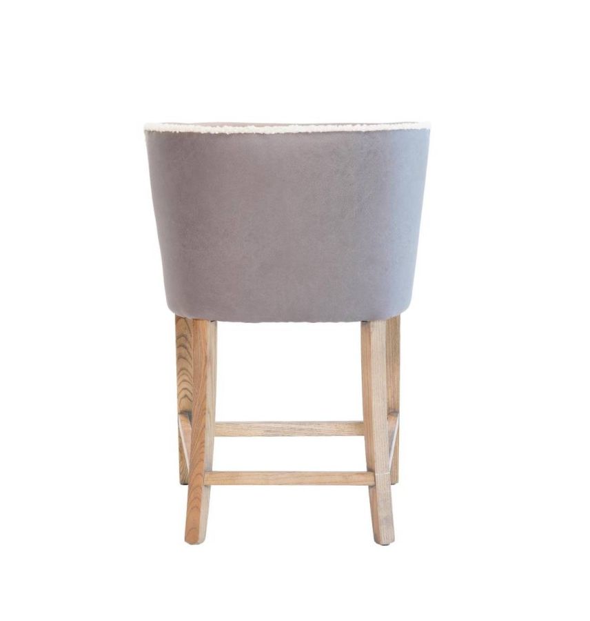 Charlie Counter Stool Natural Grey Faux Leather with Sherling
