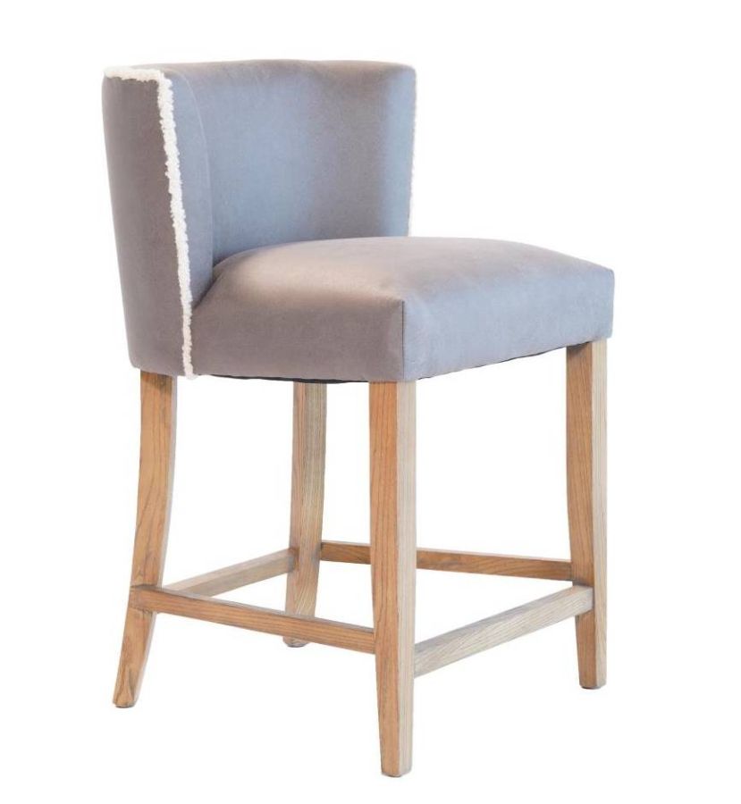 Charlie Counter Stool Natural / Grey Faux Leather with Sherling Welt : barstool