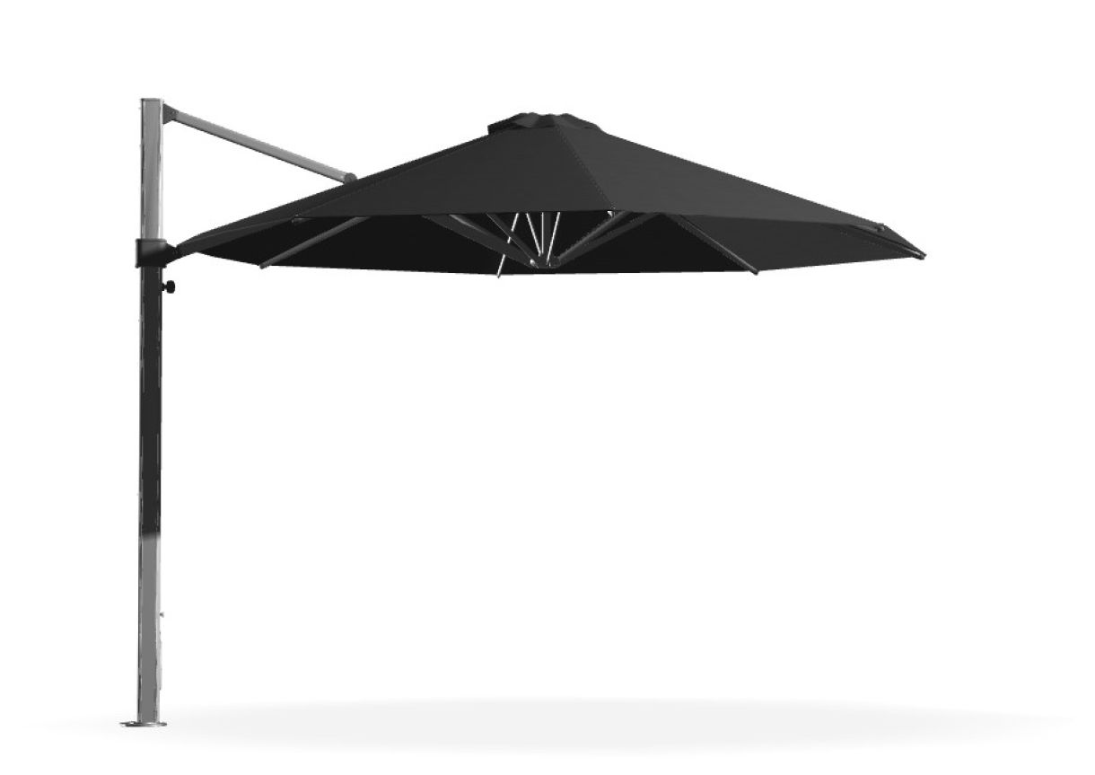 11' Aurora Cantilever Umbrella Charcoal/Matte Silver Finish : outdoor-patio