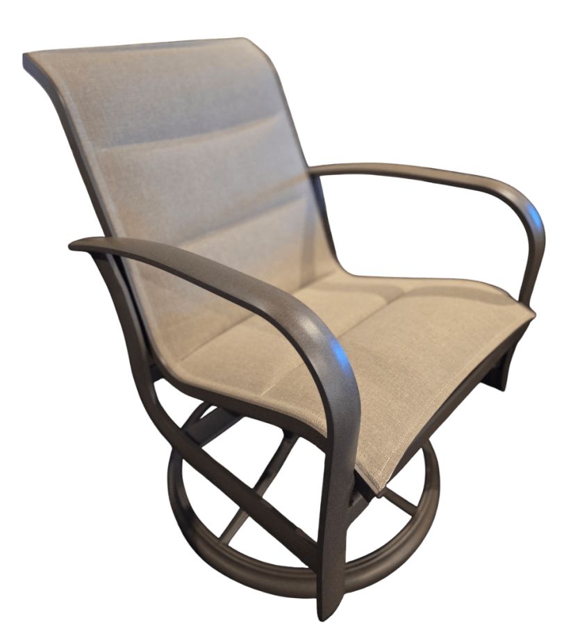 Fremont Padded Sling Swivel Rocking Dining Armchair : outdoor-patio