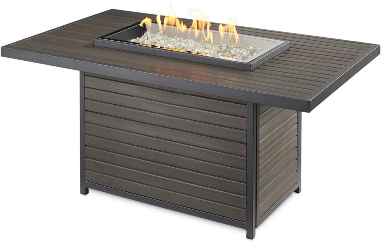 Brooks Rectangular Gas Fire Pit Table LT Taupe : outdoor-patio